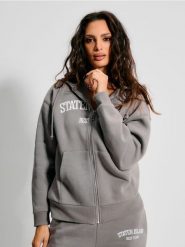 Bluza z kapturem - szary. Szare bluzy damskie Sinsay, l, bez wzorów, bez ramiączek, z kapturem. Za 19.99 zł.