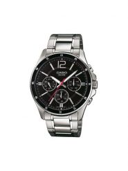 Casio Zegarek MTP-1374PD-1AVEF Srebrny. Szare, analogowe zegarki męskie Casio, bez wzorów, srebrne. Za 359.99 zł.