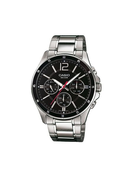 Casio Zegarek MTP-1374PD-1AVEF Srebrny. Szare, analogowe zegarki męskie Casio, bez wzorów, srebrne. Za 359.99 zł.