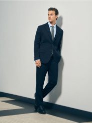 Marynarka slim fit - granatowy. Niebieskie marynarki męskie Reserved, l, bez wzorów, z bawełny, bez kołnierzyka, bez ramiączek. Za 329.99 zł.