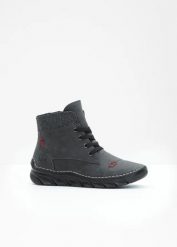 Botki sznurowane Rieker. Szare botki damskie bonprix, bez wzorów, bez obcasa, bez zapięcia. Za 329.99 zł.