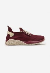Bordowe Siateczkowe Buty Sportowe Typu Slip On z Ozdobnym Sznurowaniem Incarda. Czerwone buty sportowe męskie Born2be, na lato, bez wzorów, bez zapięcia, na fitness i siłownię. Za 59.99 zł.
