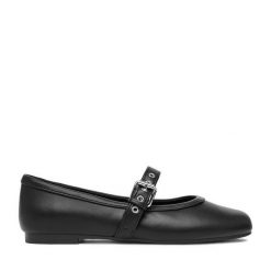 Baleriny JENNY. Czarne balerinki damskie Jenny, bez wzorów, bez obcasa, bez zapięcia. Za 89.99 zł.