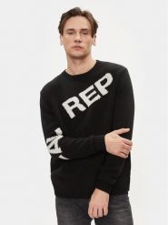 Replay Sweter UK2514.000.G2897J Czarny Regular Fit. Czarne swetry męskie Replay, l, bez wzorów, z syntetyku, bez kołnierzyka, bez ramiączek. Za 499.99 zł.