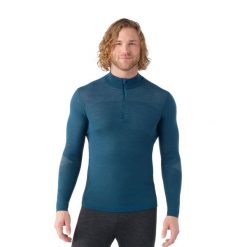 Bluza termoaktywna męska Smartwool Intraknit Thermal Merino Base Layer 1/4 Zip. Niebieskie bluzy męskie Smartwool, na zimę, l, bez wzorów, sportowe, bez ramiączek, bez kaptura. Za 519.99 zł.