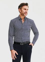 PAKO LORENTE – Casualowa koszula męska w mikrowzór. Koszule męskie Pako Lorente, l, bez wzorów, z bawełny, bez kołnierzyka, bez ramiączek. Za 99.99 zł.