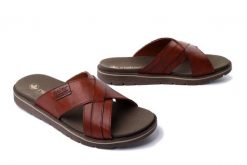 RIEKER 24393-24 brown, klapki męskie. Brązowe klapki męskie Rieker, bez wzorów, bez zapięcia. Za 191.94 zł.