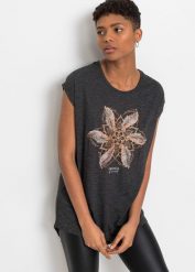 T-shirt z miękkiego materiału z domieszką wiskozy. Czarne t-shirty damskie bonprix, bez wzorów, z wiskozy, bez kołnierzyka, bez ramiączek. Za 74.99 zł.