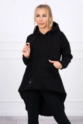 Bluza ocieplana z długim tyłem i kapturem czarna. Czarne bluzy damskie KESI, l, bez wzorów, z bawełny, bez ramiączek. Za 238.37 zł.