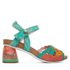 Sandały Laura Vita. Czerwone sandały damskie Laura Vita, bez wzorów, bez obcasa, na słupku, bez zapięcia. Za 429.99 zł.