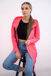 Bluza sukienkowa z kapturem różowy neon. Czerwone bluzy damskie KESI, l, bez wzorów, z bawełny, bez ramiączek, z kapturem. Za 234.40 zł.