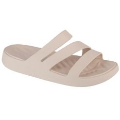 Klapki damskie Crocs 209587160. Brązowe klapki damskie Crocs, bez wzorów, z materiału, bez obcasa, bez zapięcia. Za 354.00 zł.