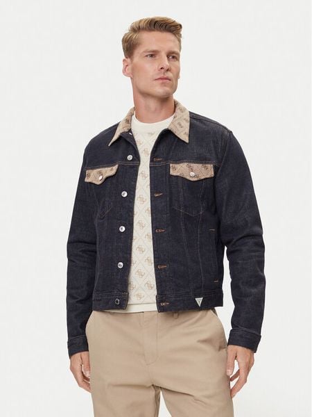 Guess Kurtka przejściowa 177333 Niebieski Classic Fit. Niebieskie kurtki męskie Guess, l, z aplikacjami, z bawełny, bez kaptura. Za 499.99 zł.