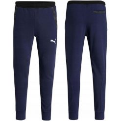 Spodnie męskie dresowe bawełniane Puma slim fit. Niebieskie spodnie sportowe męskie Puma, m, bez wzorów, z bawełny, na fitness i siłownię. Za 129.00 zł.