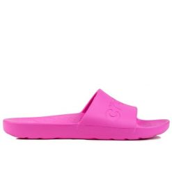 Klapki damskie sportowe Crocs SLIDE. Czerwone klapki damskie Crocs, na lato, bez wzorów, z materiału, sportowe, bez obcasa, bez zapięcia. Za 119.00 zł.