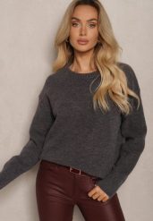 Szary Sweter z Domieszką Wełny Torissia. Szare swetry nierozpinane damskie Renee, bez wzorów, z wełny, biznesowe, bez kołnierzyka, bez ramiączek. Za 139.99 zł.