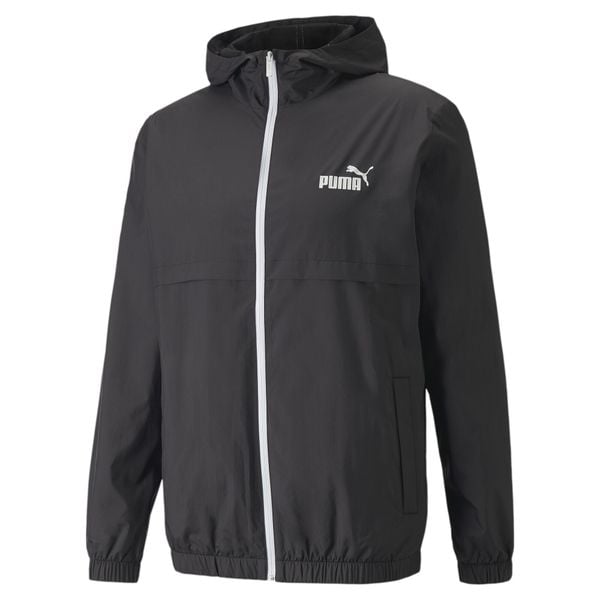 Wodoodporna kurtka Puma ESS Solid. Czarne kurtki męskie Puma, s, bez wzorów, z gumy, klasyczne, z kapturem. Za 164.10 zł.