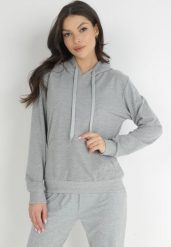 Szara Bluza Anitta. Szare bluzy damskie Born2be, l, bez wzorów, casualowe, bez ramiączek, bez kaptura. Za 39.99 zł.