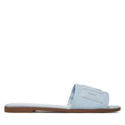 Klapki DKNY. Niebieskie klapki damskie DKNY, bez wzorów, bez obcasa, bez zapięcia. Za 239.99 zł.