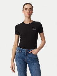 Guess T-Shirt W6YI12 K3751 Czarny Regular Fit. Czarne t-shirty damskie Guess, m, z aplikacjami, bez kołnierzyka, bez ramiączek. Za 174.99 zł.