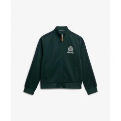 Damska bluza dresowa Superdry Country Club. Zielone bluzy damskie Superdry, bez wzorów, z dresówki, eleganckie, bez ramiączek, bez kaptura. Za 353.95 zł.