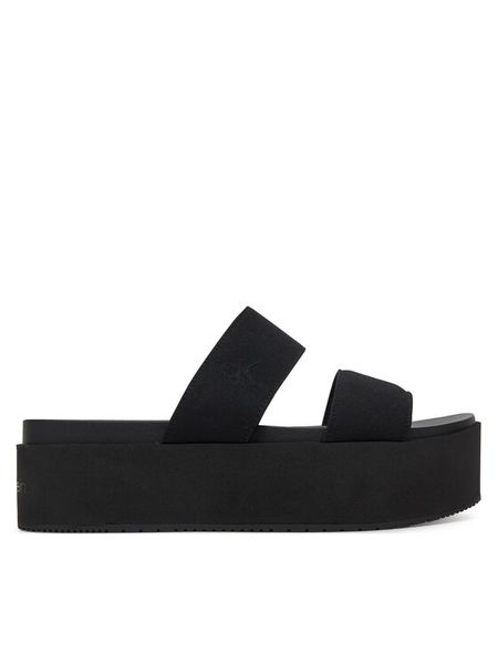 Calvin Klein Jeans Klapki Flatform Sandal Webbing In YW0YW01789 Czarny. Czarne klapki damskie Calvin Klein Jeans, bez wzorów, z jeansu, bez obcasa, bez zapięcia. Za 239.99 zł.
