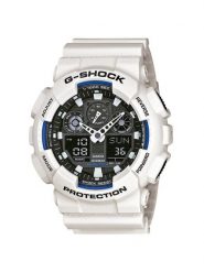 G-Shock Zegarek GA-100B-7AER Biały. Białe zegarki męskie G-Shock, bez wzorów. Za 449.99 zł.