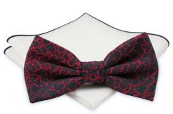 Mucha z poszetką - Chattier, Męska - Granatowa z Czerwonym Wzorem. Czerwone krawaty i muchy Chattier, bez wzorów, eleganckie. Za 59.00 zł.