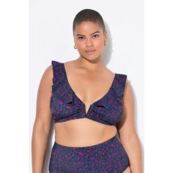 Damski Top od bikini miękkie miseczki kolorowy wzór w panterkę. Niebieskie bikini Ulla Popken, bez wzorów, z elastanu. Za 143.99 zł.