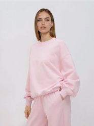 Gładka bluza z bawełną - pastelowy róż. Czerwone bluzy damskie Reserved, l, bez wzorów, z bawełny, bez ramiączek, bez kaptura. Za 89.99 zł.