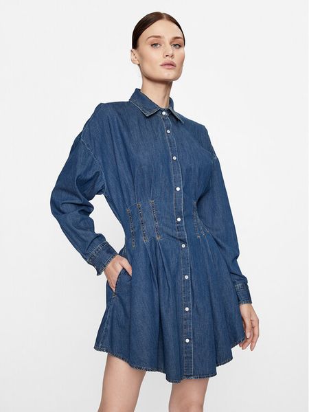 Hugo Sukienka jeansowa Kisitra 50499167 Niebieski Regular Fit. Niebieskie sukienki damskie Hugo, bez wzorów, z bawełny, bez kołnierzyka, bez ramiączek. Za 759.99 zł.