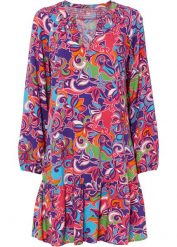 Sukienka tunikowa z lejącej wiskozy. Czerwone sukienki damskie bonprix, bez wzorów, z wiskozy, bez kołnierzyka, bez ramiączek. Za 122.99 zł.