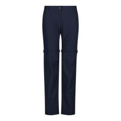 Spodnie z zamkiem dla kobiet CMP. Niebieskie spodnie sportowe damskie CMP, na lato, bez wzorów, sportowe, trekkingowe. Za 283.00 zł.