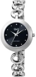 Zegarek damski QQ F11A-002P CYRKONIE srebrny. Szare zegarki damskie Q&Q, srebrne. Za 149.00 zł.