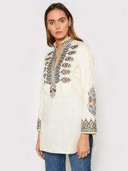 Tory Burch Tunika Embroidered 87518 Beżowy Relaxed Fit. Brązowe tuniki damskie Tory Burch, xs, bez wzorów, z bawełny, bez ramiączek. Za 1,979.00 zł.