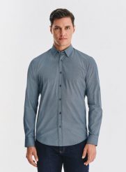 PAKO LORENTE – Bawełniana koszula w mikrowzór. Koszule męskie Pako Lorente, m, bez wzorów, z bawełny, bez kołnierzyka, bez ramiączek. Za 299.99 zł.