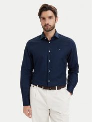 Tommy Hilfiger Koszula Dobby MW0MW43747 Granatowy Slim Fit. Niebieskie koszule męskie Tommy Hilfiger, m, bez wzorów, biznesowe, bez kołnierzyka, bez ramiączek. Za 329.99 zł.