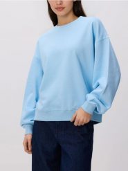 Gładka bluza z bawełną - jasnoniebieski. Niebieskie bluzy damskie Reserved, l, bez wzorów, z bawełny, bez ramiączek, bez kaptura. Za 89.99 zł.