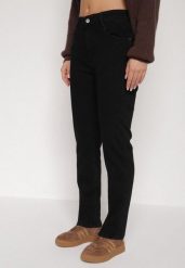 Czarne Bawełniane Jeansy Skinny z Regularnym Stanem Sewnela. Czarne jeansy damskie Born2be, bez wzorów, z bawełny, eleganckie, plus size. Za 109.99 zł.