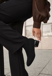 Czarne Botki Vices na Stożkowym Obcasie ze Skarpetkową Cholewką Aturrie. Czarne botki damskie Born2be, bez wzorów, z jeansu, eleganckie, bez obcasa, na obcasie, bez zapięcia. Za 119.99 zł.