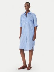 JOOP! Sukienka koszulowa Daliya 30101593 Niebieski Regular Fit. Niebieskie sukienki damskie JOOP!, bez wzorów, z bawełny, bez kołnierzyka, bez ramiączek, koszulowe. Za 999.99 zł.