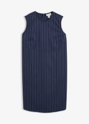 Sukienka mini w prążki, z mieszanki wiskozy. Niebieskie sukienki damskie bonprix, bez wzorów, prążkowane, bez kołnierzyka, bez ramiączek, mini. Za 179.99 zł.