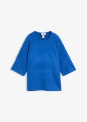 Sweter oversize. Żółte swetry nierozpinane damskie bonprix, bez wzorów, prążkowane, bez kołnierzyka, bez ramiączek. Za 44.99 zł.