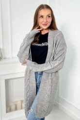 Sweter Kardigan splot warkocz szary. Szare kardigany damskie KESI, l, bez wzorów, z wełny, bez kołnierzyka, plus size. Za 209.11 zł.
