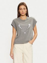 Guess T-Shirt W5RI06 I3Z14 Szary Regular Fit. Szare t-shirty damskie Guess, s, z aplikacjami, z bawełny, bez kołnierzyka, bez ramiączek. Za 129.99 zł.