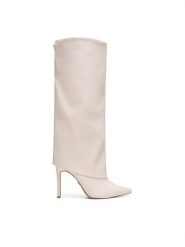 Nine West Kozaki SJ3645-2 Écru. Kozaki damskie Nine West, bez wzorów, z materiału, bez obcasa, na szpilce, bez zapięcia. Za 359.99 zł.