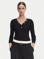 Morgan Bluzka 261-MBANBIN Czarny Slim Fit. Czarne bluzki damskie Morgan, m, bez wzorów, z syntetyku, bez kołnierzyka, bez ramiączek. Za 159.99 zł.