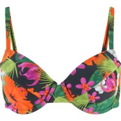 Biustonosz bikini na fiszbinach bonprix czarny z nadrukiem. Czarne bikini bonprix, bez wzorów. Za 24.99 zł.