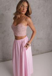 Różowa Rozkloszowana Spódnica w Stylu Casual Zdobiona Wzorem w Paski Sinalea. Czerwone spódnice damskie Renee, na co dzień, z aplikacjami, casualowe, maxi, dopasowane. Za 119.99 zł.