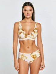 Góra od kostiumu kąpielowego w roślinny wzór perłowy Morra 103. Białe bikini BIG STAR, bez wzorów. Za 99.99 zł.